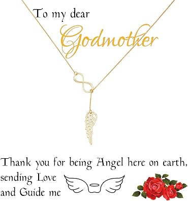 Zealmer 18K Yellow Gold Plated Infinity Necklace Godmother Gift for Women