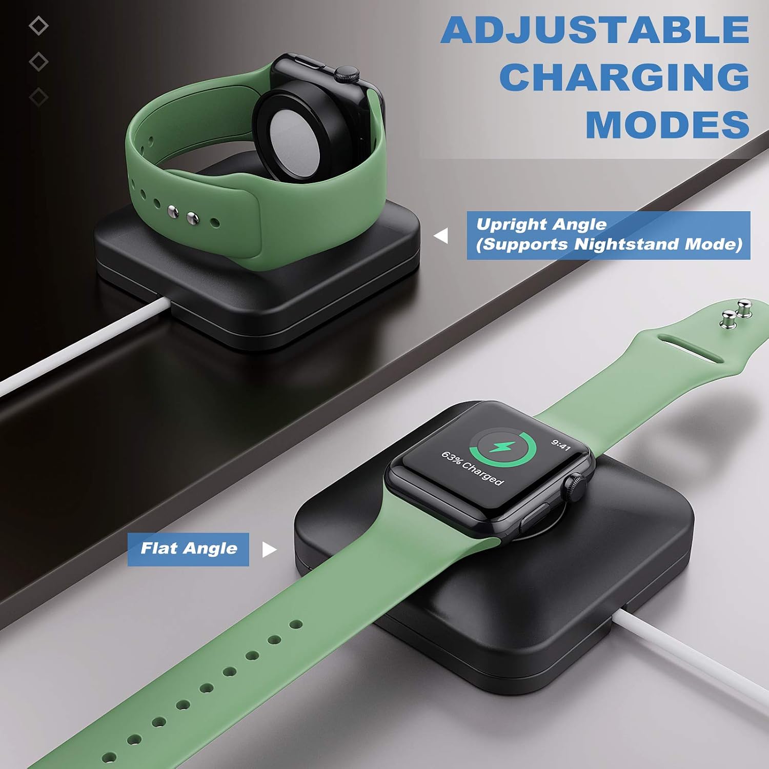 MoKo Charger Stand Compatible with Apple Watch Series 6 5 4 3 2 1 SE 44mm 42mm 40mm 38mm, (no iwatch Cable) Portable Charging Dock Station Cable Management Holder Storage Case Organizer, Black