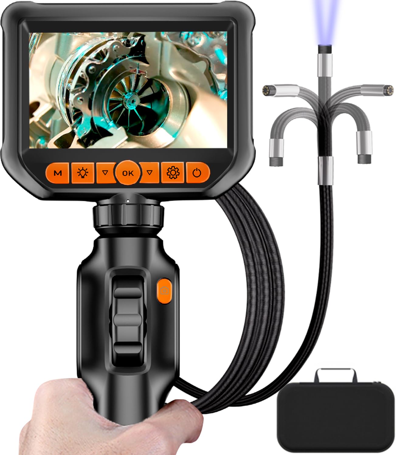 Daxiongmao Two-Way Articulating Borescope, Endoscope Camera with Light, IP67 Waterproof Sewer Camera, Borescope camera with light, 1080 HD Endoscope, 3.3 ft Semi-Rigid Cable Endoscope, Gadgets for Men