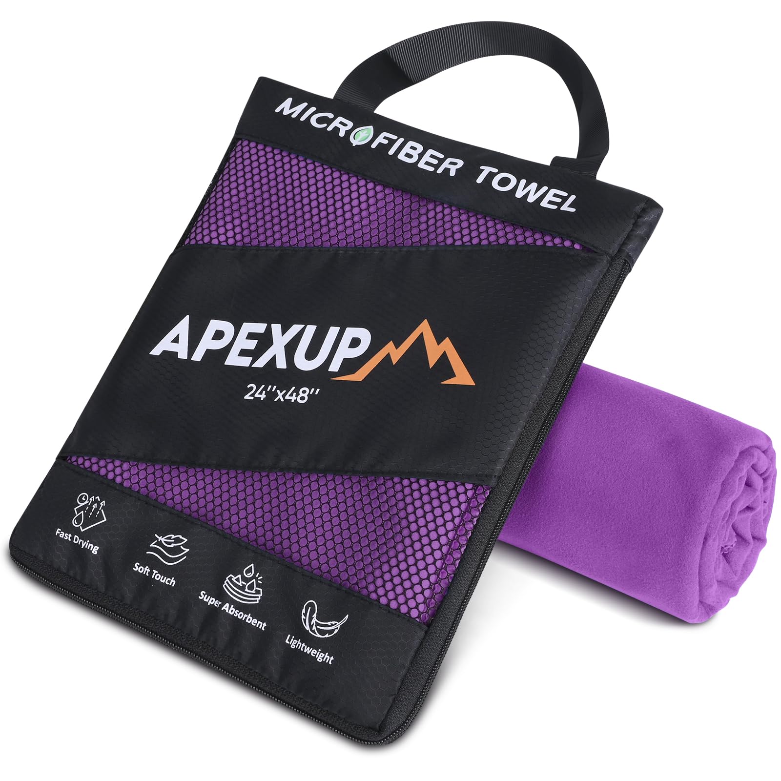 APEXUP Microfiber Travel Towel, Ultra Absorbent Quick Dry Towels, Lightweight Gym Sports Camping Towel for Workout, Yoga, Beach, Shower, Swimming (48"