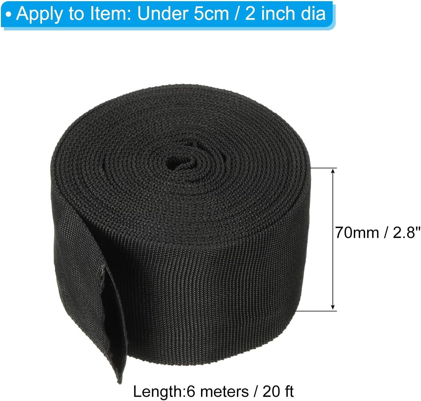 PATIKIL 2" 20FT Protective Hose Sleeve with Snap Fastener, Polyester Fiber Cable Cover Sheath Protection for Welding Tig Torch Hydraulic Hose, Black