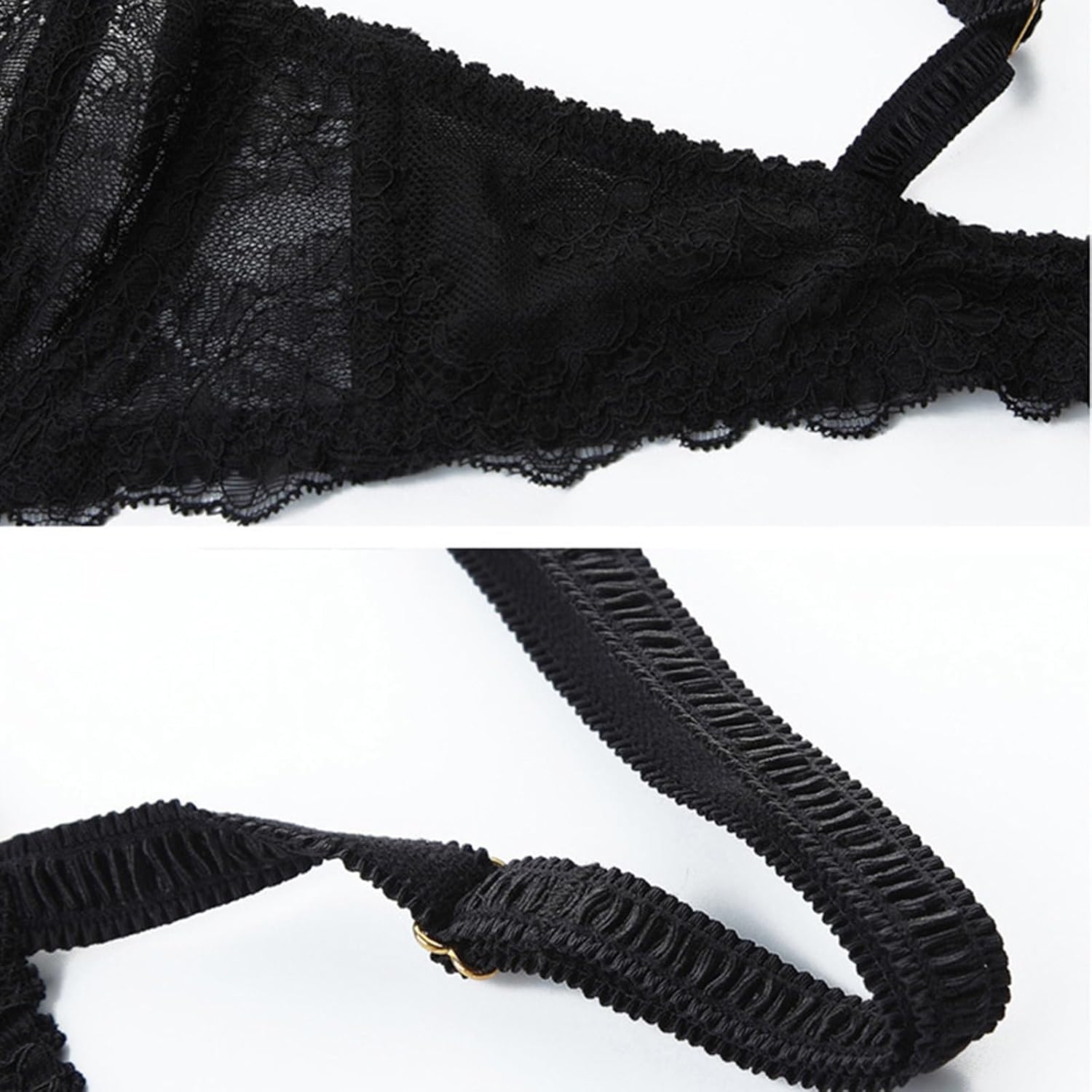 Women Sexy Garter Belt Panty Set with Stockings, Lace Teddy Strap Babydoll Bodysuit Adjustable 4 Straps, 4 Pcs Lingerie Set(Style 5,X-Large)