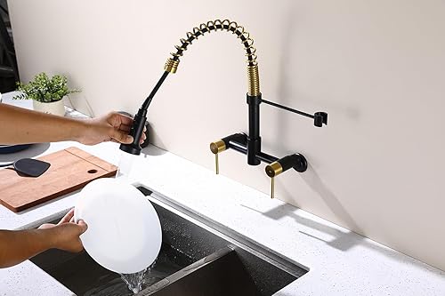 Vista 87 de Avola Tire hacia fuera el grifo de la cocina, níquel cepillado extrae los grifos del fregadero de la primavera Níquel cepillado y negro,Cobre,Cobre