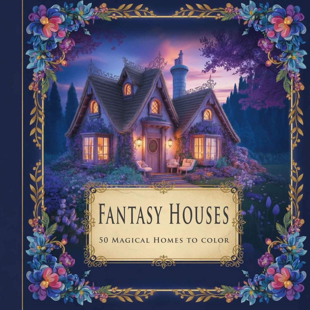 Fantasy Houses Coloring Book: 50 Magical Cottages, Enchanted Homes & Whimsical Worlds for Relaxation