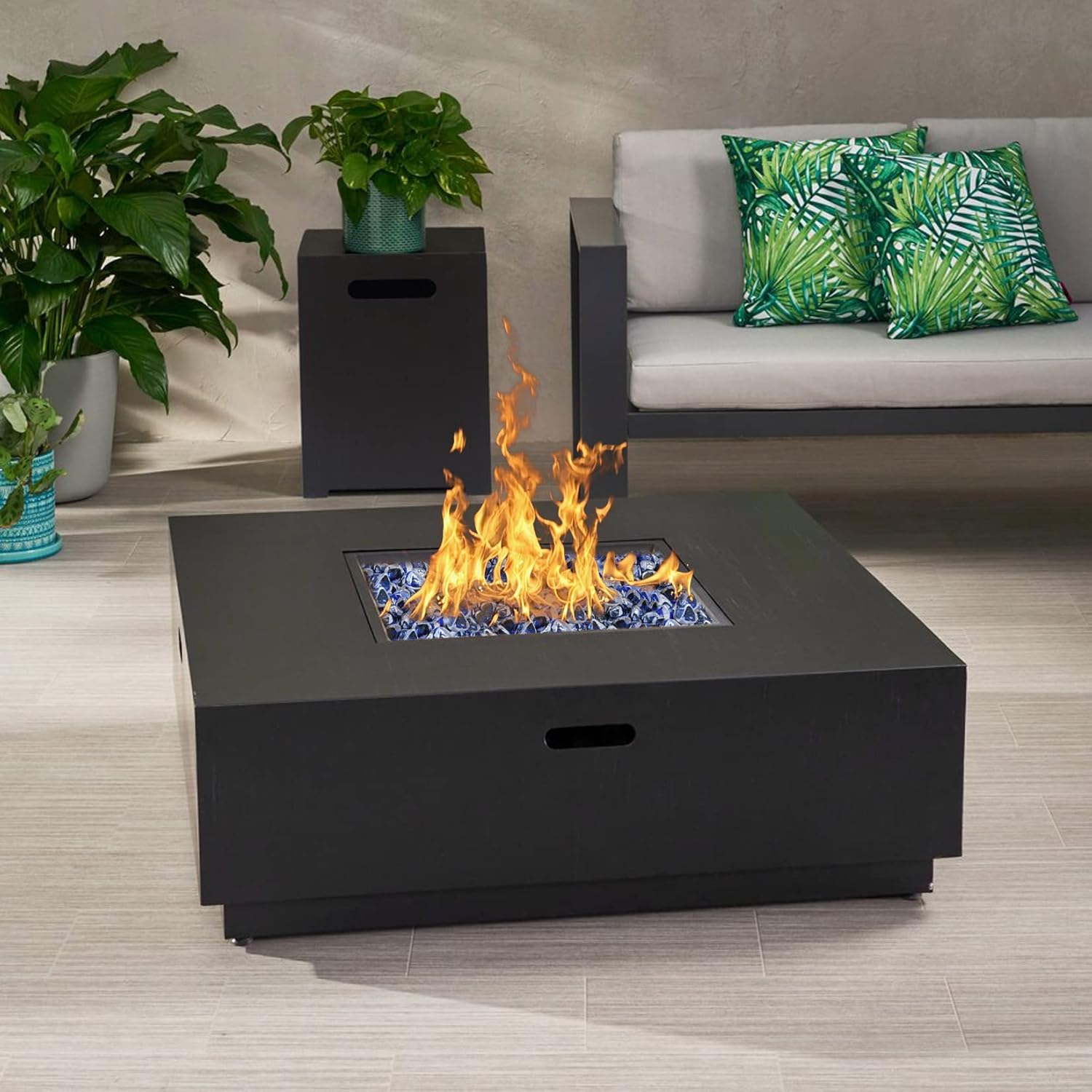 23.5 Fire Pit Wind Guard and Diamond Fire Glass for Propane Fire Pit, Decorate to Protect Your Fire Pit, Save Energy.