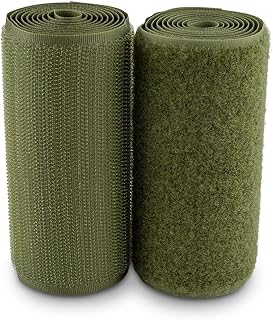 4 Inch Wide Olive Drab Sew on Hook and Loop Tape Non-Adhesive 1 Yd Length Olive Drab Nylon Hook Loop Tape Fabric Fastener Set for Military Form Bags Clothes Shoes Backpacks DIY Craft