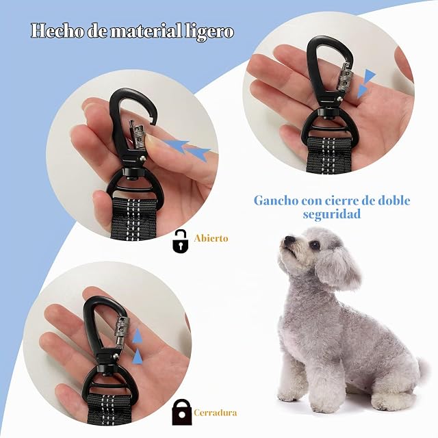 Foto 4 de 8 de Cinturón de Seguridad para Perros, 2 Unidades Arnés de Seguridad Universal, 3 En 1 Arnés de Coche para Perros