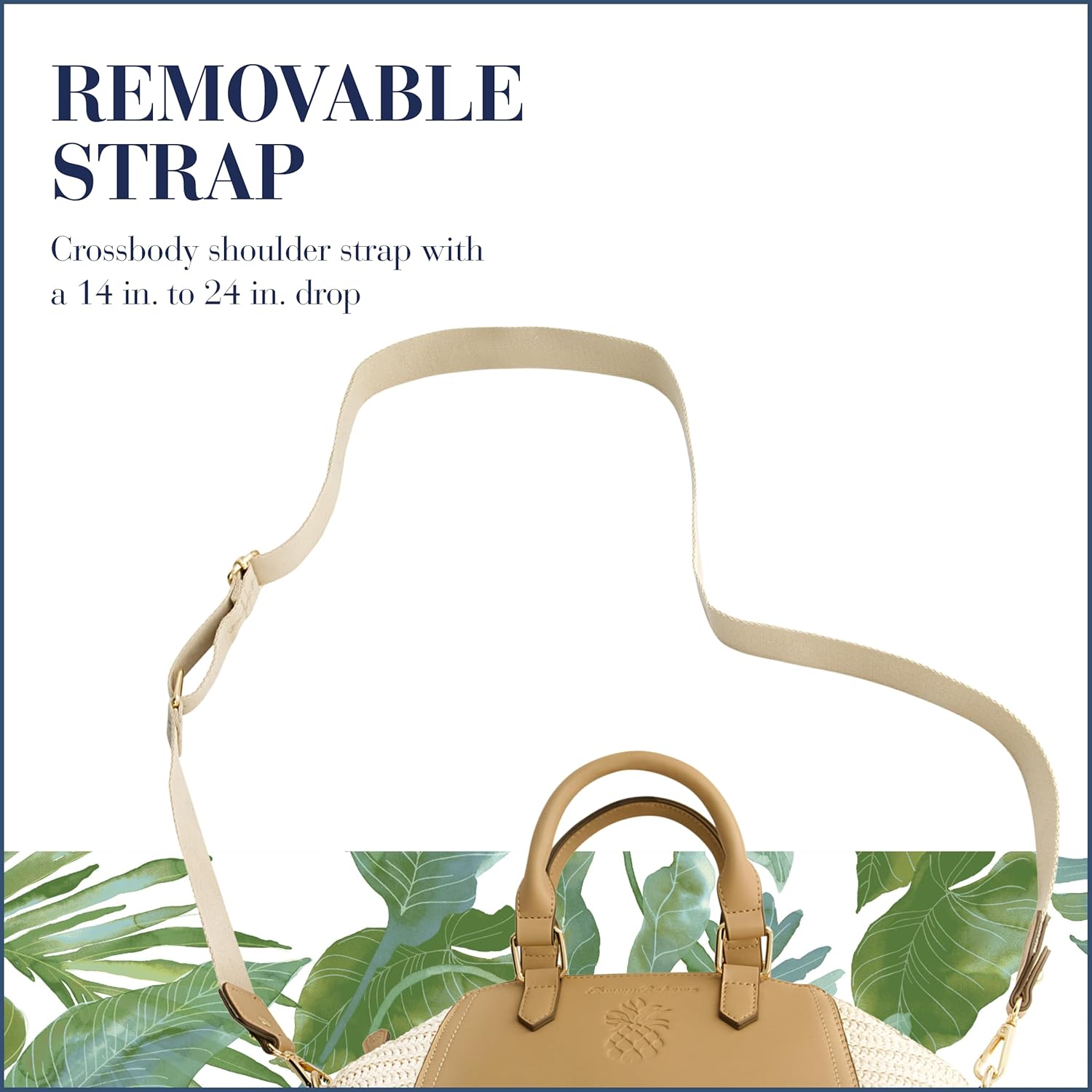 Tommy Bahama Saddle Bag, Women's Crossbody Purse with Embossed Logo and Adjustable Shoulder Strap, Tan - Image 4