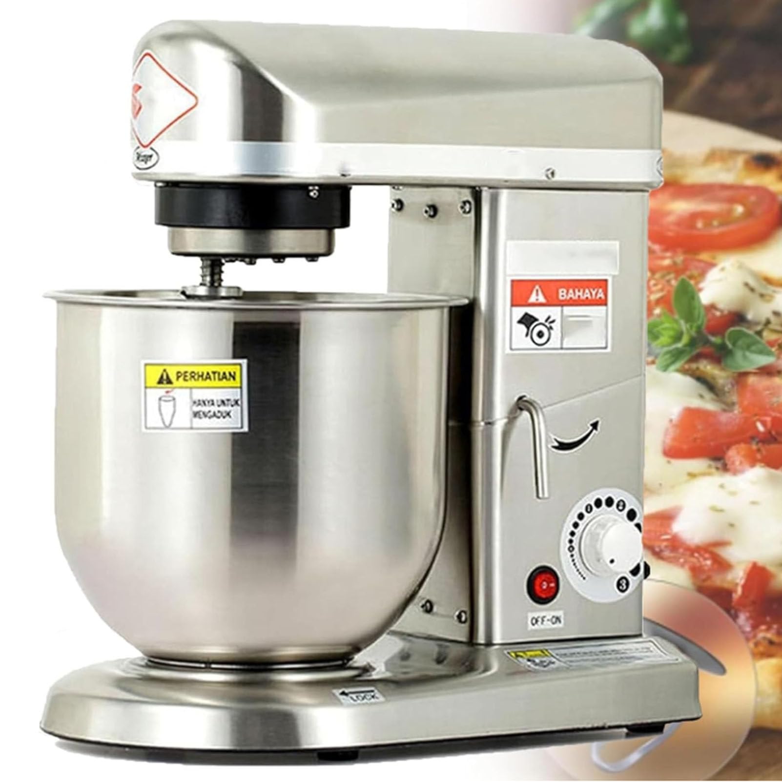 Cashwise Professional Stand Mixer, 3 Speed Mixing Bowl Electric with Beater & Dough Hook, Commercial Kitchen Cake & Dough Mixer for Baking Bread and Cakes StainlessSteel-7L