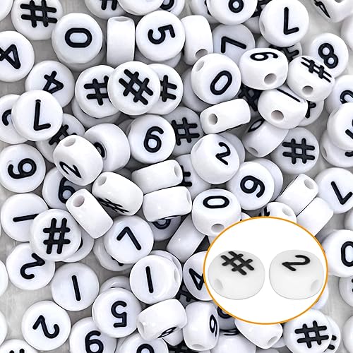 Miniatura 3 de 1900 cuentas de letras (0.27 x 0.18 pulgadas) con 1 rollo de línea de cristal, cuentas del alfabeto coloridas, cuentas de números para joyas,