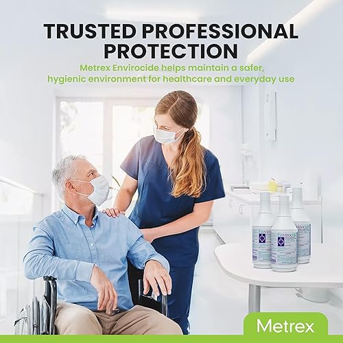 Miniatura 7 de Metrex Envirocide Limpiador desinfectante de superficie, botella de 24 onzas, a base de alcohol, caja de 12, 13-3324