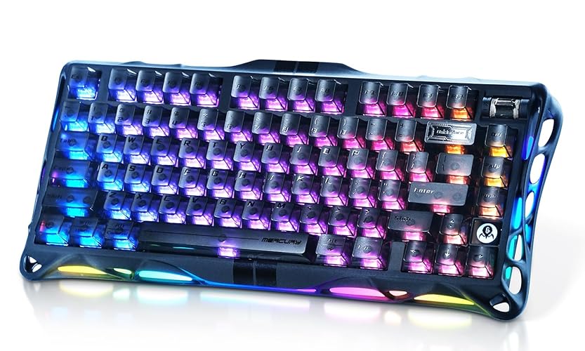 GravaStar Mercury V75 HE Keyboard, 75% Hall‑Effect Magnetic Switch Gaming Keyboard, 8000 Hz Polling, 0.005RT, Wired USB-C, RGB Backlit, Adjustable Actuation, Semi‑Aluminum Chassis-Stealth Black - V75 - Stealth Black