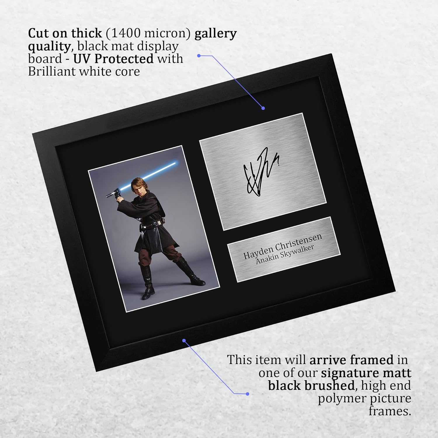 HWC Trading Hayden Christensen Gift USL Framed Signed Printed Autograph Star Wars Gifts Anakin Skywalker Print Photo Picture Display - US Letter Size