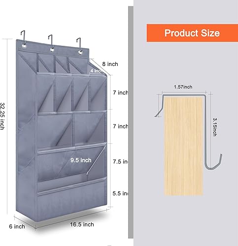 Miniatura 6 de YOKMIVEM Organizador de zapatos sobre la puerta para armario, organizador de zapatos corto colgante con grandes bolsillos profundos, soporte para