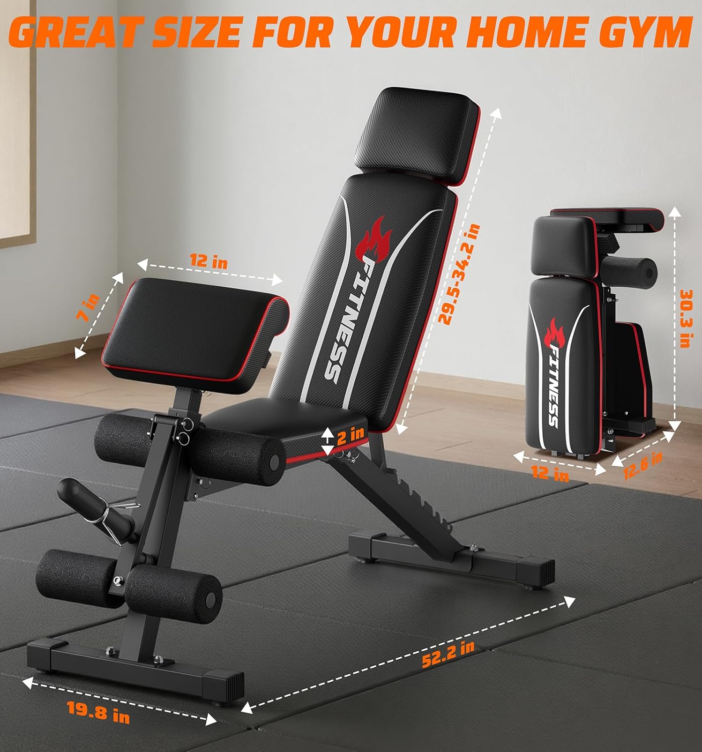 Adjustable Weight Bench & Workout Bench & Leg Extension for Home Gym, Foldable Bench Press for Full Body Workout with Leg Developer & Preacher Pad, 900Lbs Capacity & Space-Saving Design