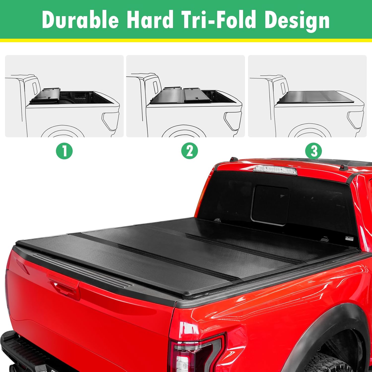 Hard Tri-Fold Truck Bed Tonneau Cover Compatible for 2020-2023 Jeep Gladiator 5'/60" Bed