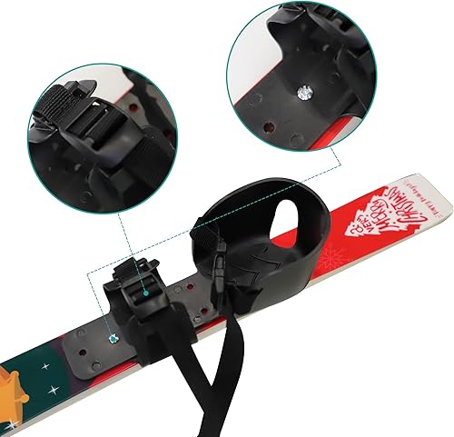 Miniatura 4 de LONABR Juego de poste y esquí de nieve ligero con fijaciones, equipo de esquí de nieve resistente de 26 pulgadas para principiantes de niños (rosa)