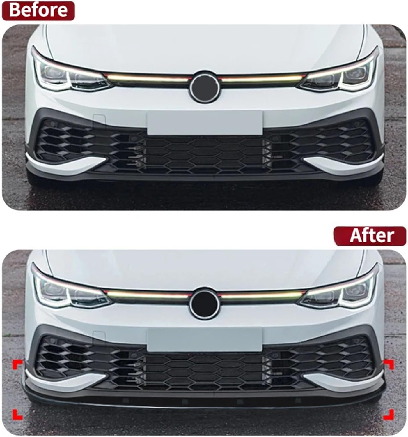Compatible for VW for Golf 8R MK8 GTI/CS 2020-2024 Car Front Bumper Lip Spoiler Splitter Diffuser Chin Bodykit Modification Exterior(Carbon Fiber Look)