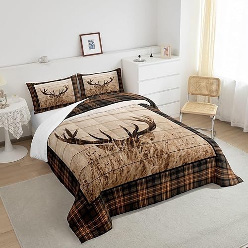 Miniatura 2 de Castle Fairy Juego de edredón de tamaño matrimonial, diseño rústico de madera de granja, colección de dormitorio, juego de ropa de cama geométrico a