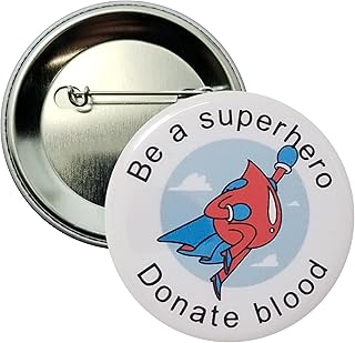 Blood donation pinback buttons - Be a superhero, donate blood - large, 2.25 inch buttons - pack of 10 pins