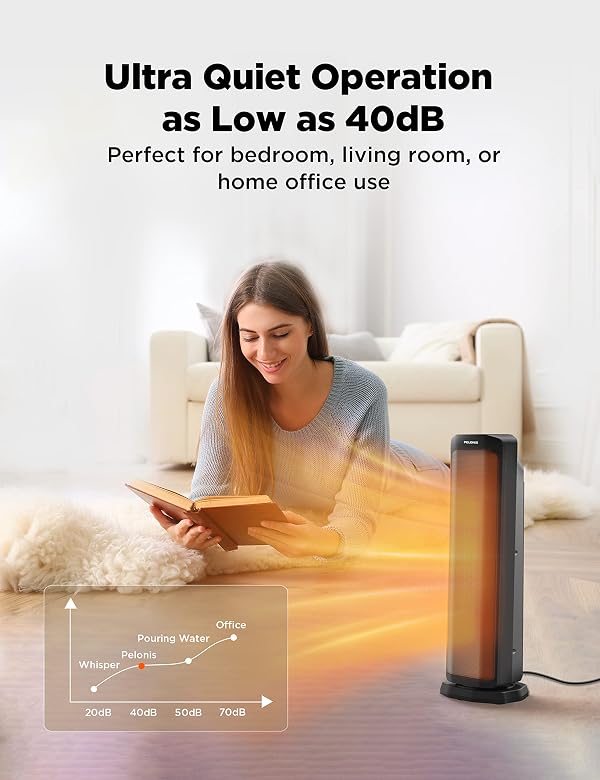 Pelonis 1500W Tower Space Heater for Indoor use in with Oscillation, Remote Control, Programmable Thermostat, Timer, Touch Screen, Tip-over Switch and Overheat Safety Protection, Black PTH21ERLBB by PELONIS - Image 7