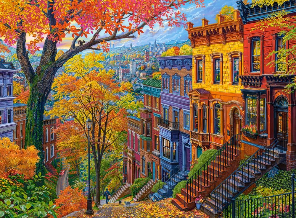 Castorland jigsaw puzzle Autumn City Hill - 3000 pieces puzzle fun