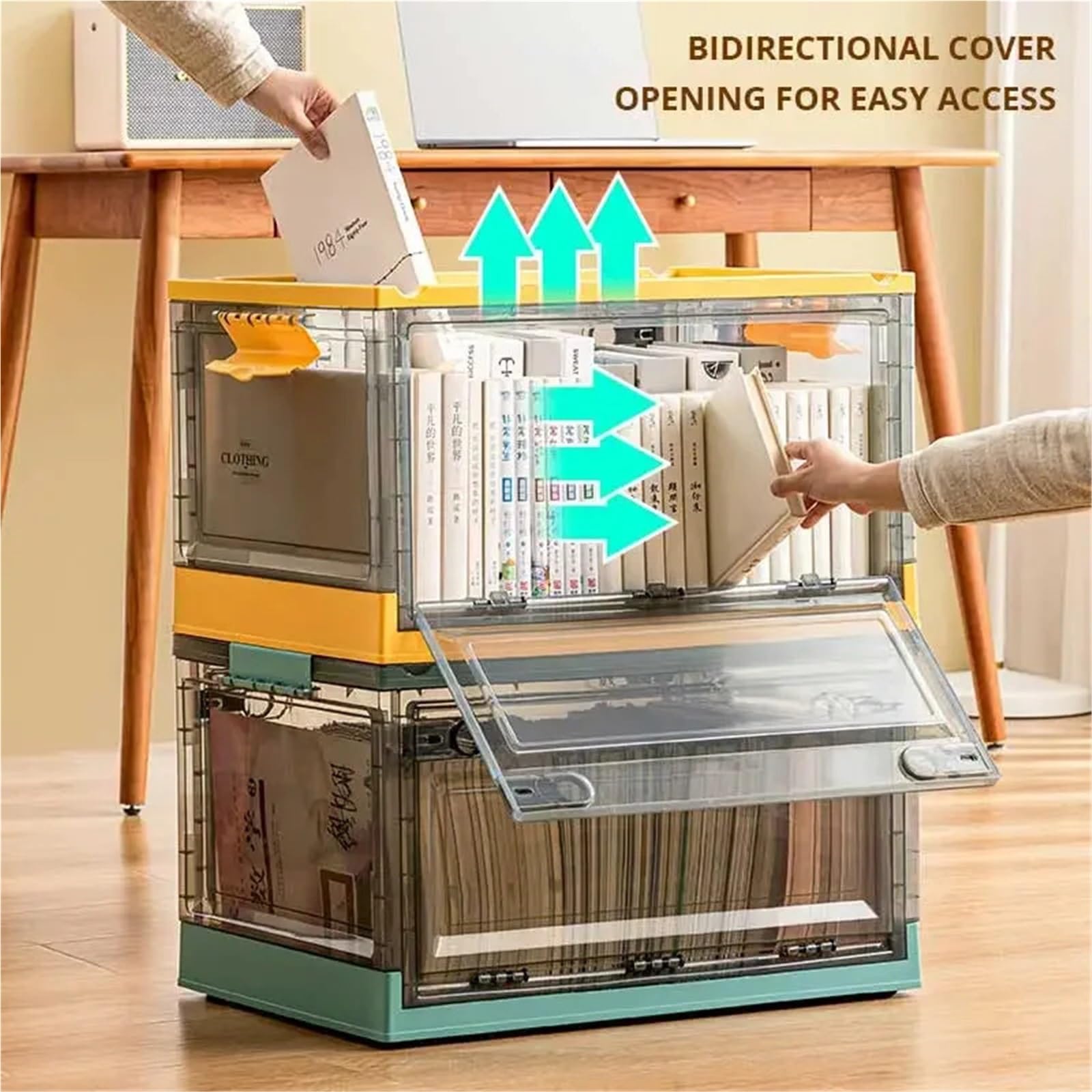 Contenitore Per Fumetti Baule Portaoggetti Pieghevole Scatola Aperta | Scatola portaoggetti trasparente, di grande capacità, for organizzare vestiti, giocattoli(1pc white)