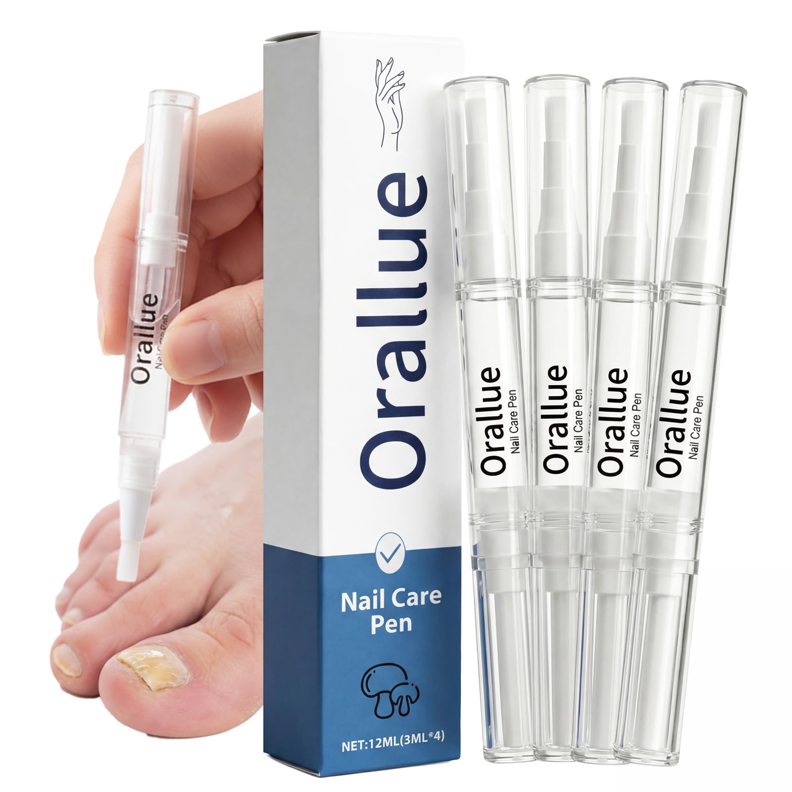 4PCS Nail Care Pen - Professional Nail Care for Improving the Look of Discolored or Damaged Nails, 4 * 3ML 0.1 Fl Oz (Pack of 4)