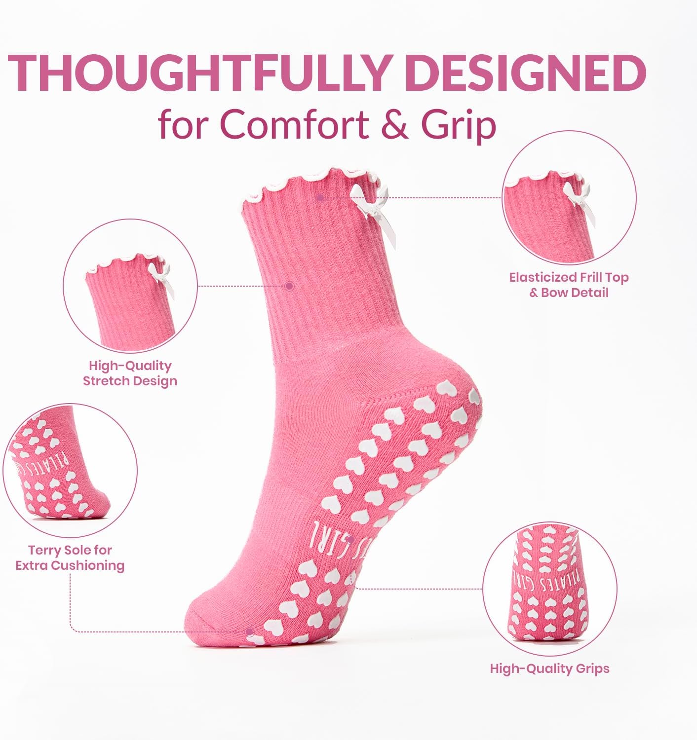 LISAMAREE Women’s Grip Socks for Pilates & Barre | Non-Slip Grippy Sock Slipper for Yoga & Dance | Gym Clothes for Women
