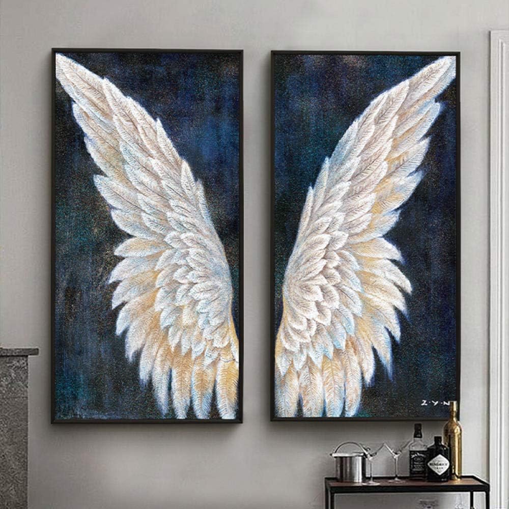 Shengmiao Abstract Angel Wings Painting On Canvas Wall Art Frameless Picture Decoration For Live Room Home Deco Gift 40X80Cmx2 No Frame