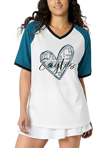 Football Shirts for Women Game Day V-Neck Tshirt Casual Football