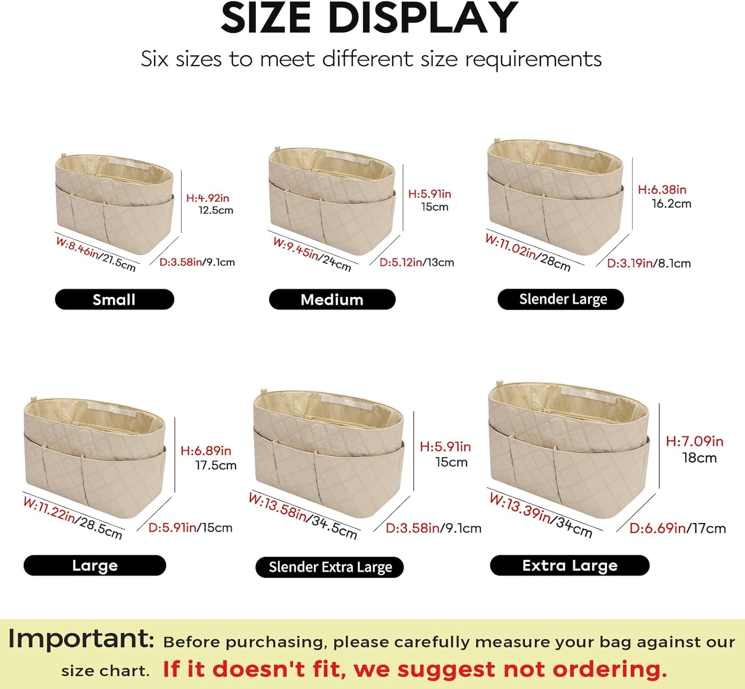 GIVLEFLY Medium Purse Organizer Insert with Water Bottle Holder, Waterproof Nylon Handbag Insert Organizer with Multiple Pockets & Interior Zipper Pocket, Quilted Structured Divider, Top Snap Closure