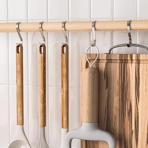 Miniatura 6 de Paquete de 10 ganchos planos en S Ganchos en S de acero inoxidable resistentes de 3 pulgadas para colgar ollas, sartenes, plantas, tazas de café,