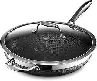 HexClad Hybrid Nonstick 12-Inch Wok with Stainless Steel Lid, Stay-Cool ...