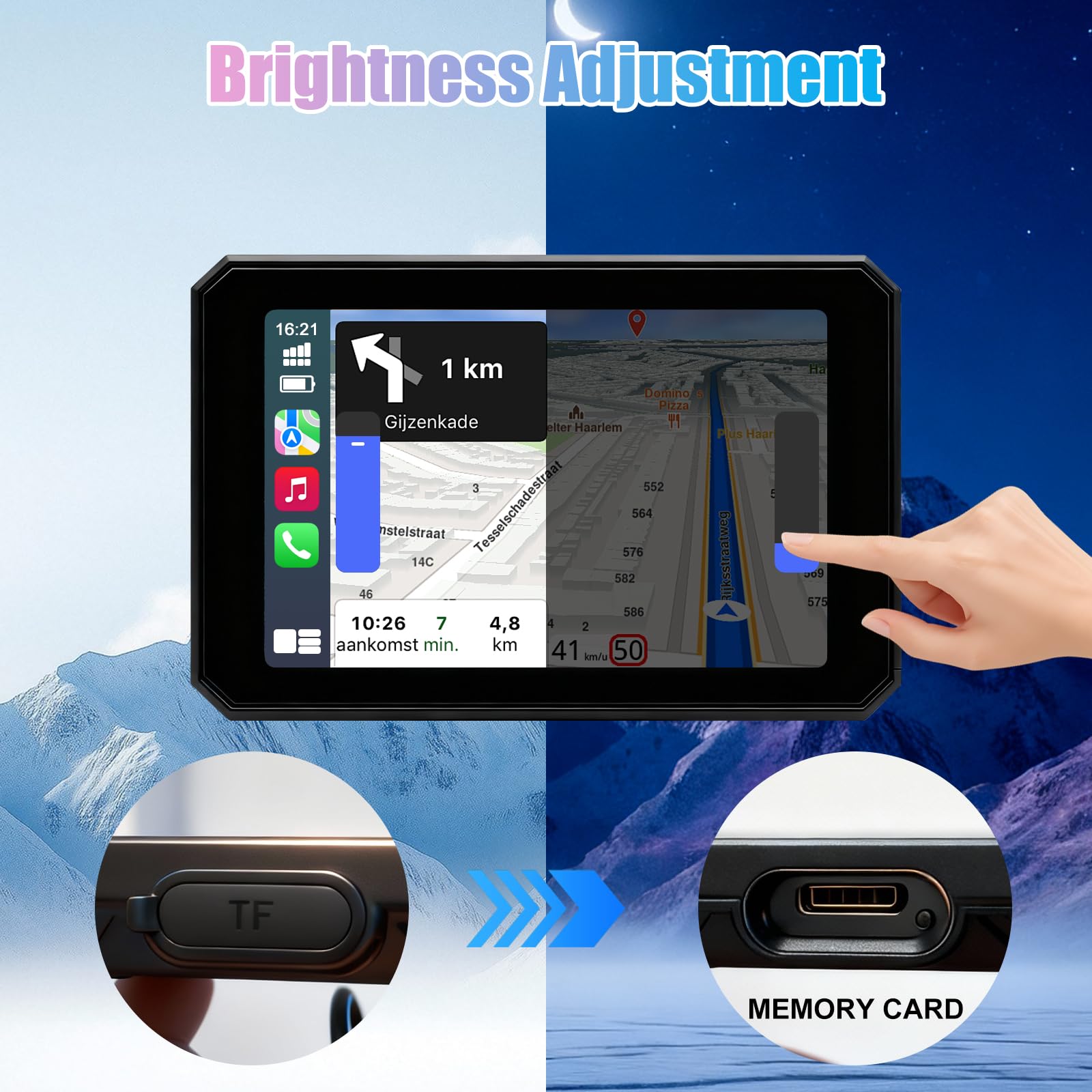 OBEST Carplay Android Auto Touchscreen IPS 5 pollici Impermeabile