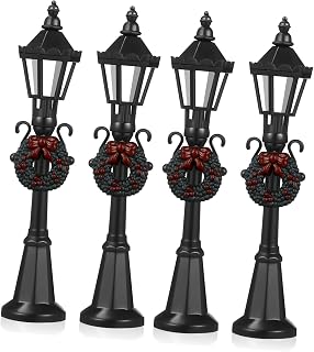 ibasenice 4 Pçs Acessórios Vintage Da Lâmpada Trem De Natal Mini Luzes De Natal Mini Post Luz Mini Luzes Da Aldeia De Natal Lâmpada De Rua Postes De Iluminação De Natal Decorações Conjunto