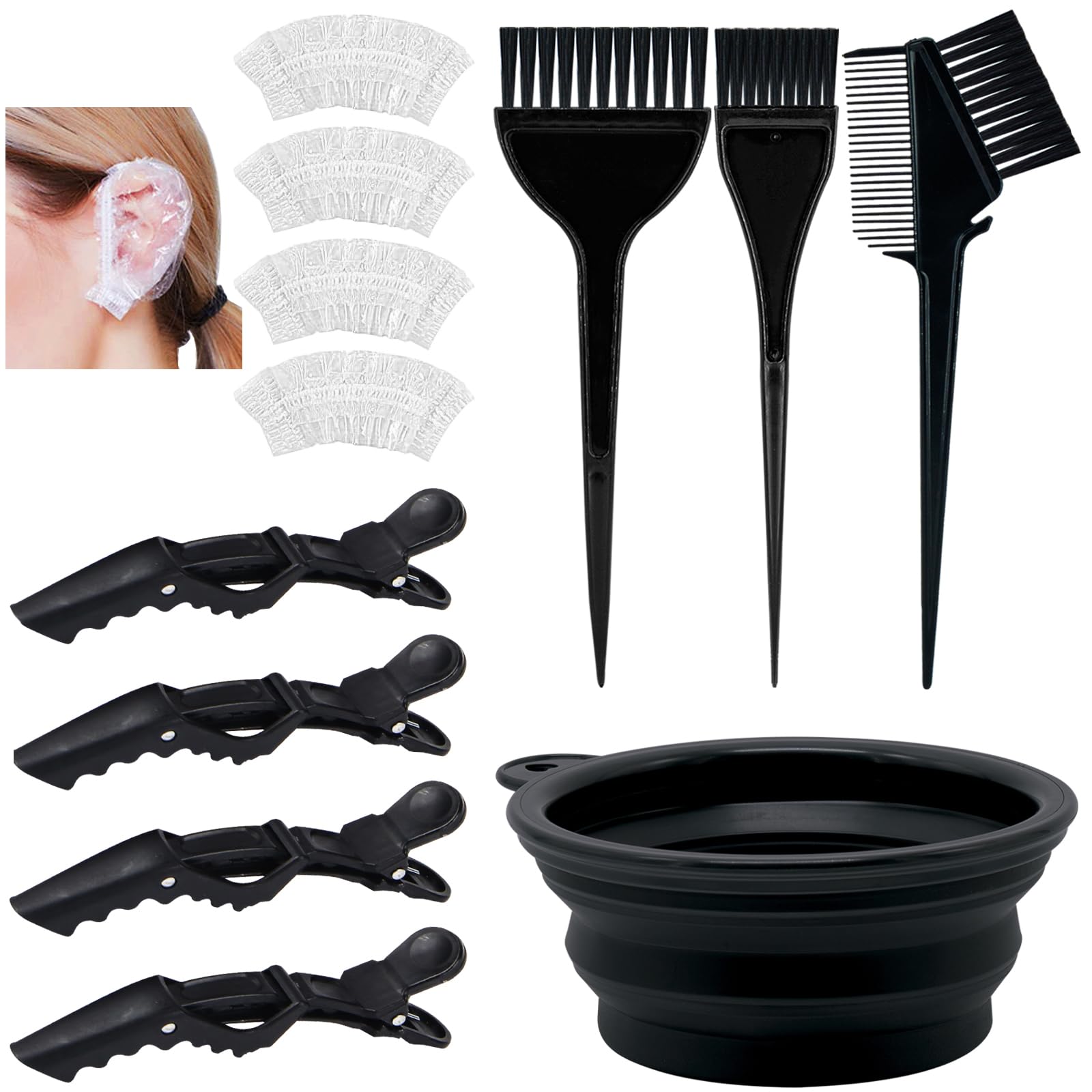 Xarchy 12 Pcs Hair Bleach Kit Professional Hair Coloring Products with Hair Dye Brush, Hair Color Bowl, Earmuffs, Hair Clips for Salon Hair Dye, Hair Color at Home, Hair Highlighting