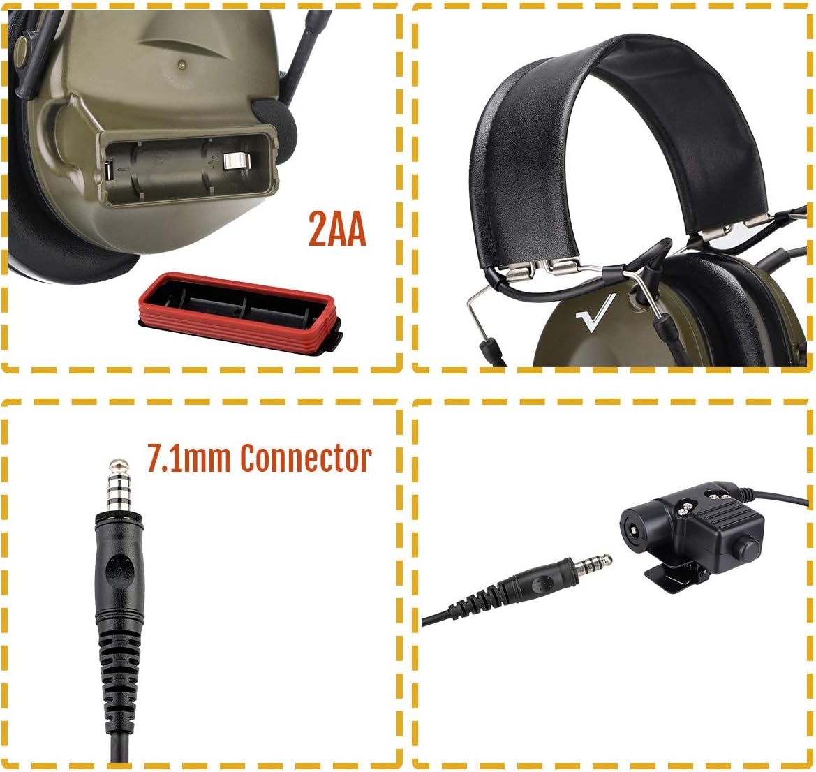 Retevis Walkie Talkie Noise Reduction Headset with Durable PTT, for Retevis RT22 RT21 H-777 RT68 Baofeng UV-5R pxton Walkies Talkies, Automatic Pickup Hearing Protection Two Way Radio Headset(1 Pack) : Electronics