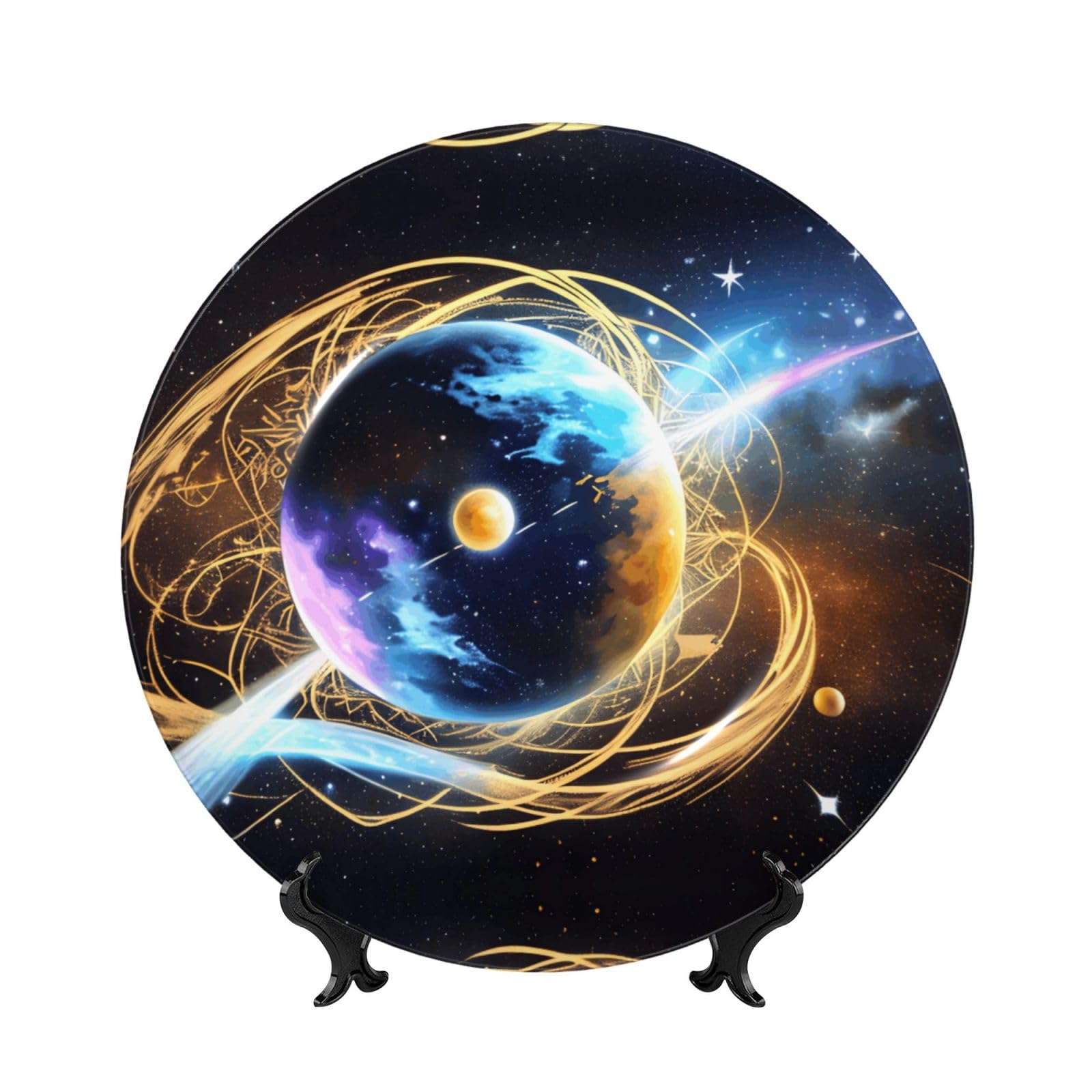 Platos decorativos de estrella celestial con soporte de 7 pulgadas para hogar y oficina