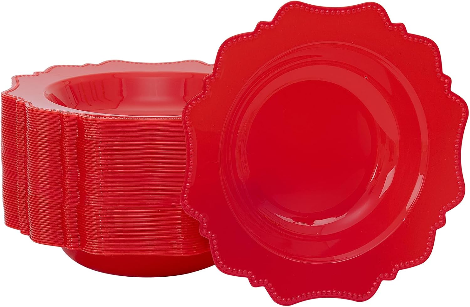 COLOSUS Red Christmas Plastic Party Bowls (60 Pack) 12 Oz Disposable Soup/Salad Bowl, Fancy Shatterproof Dinnerware for Catering, Holidays, Weddings, and Everyday Use,Easter Day