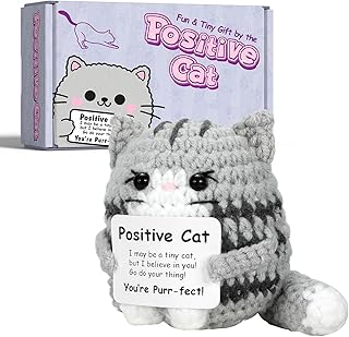 Unique Cat Lovers Gifts for Women - Funny Positive Crochet Cat Home Decor - Animals Emotional Support Gifts for Christmas Birthday Men Uncle Aunt - Big Tail