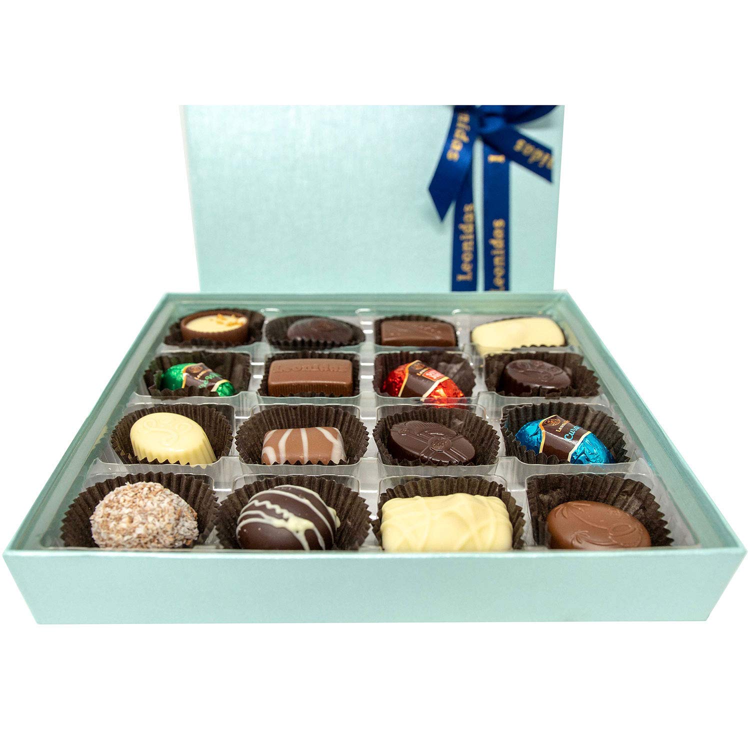 Leonidas Belgian Chocolate Assorted Gift Box – 16 pcs. (approx. 0.6 lbs.) – Belgium Assorted Chocolate Square Box Gourmet Gift