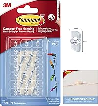 UKDD® Command Self-Adhesive Damage Free Hanging Clear Decorating Clips for Fairy Lights Clear with Prep Pads for Quick and Easy Application