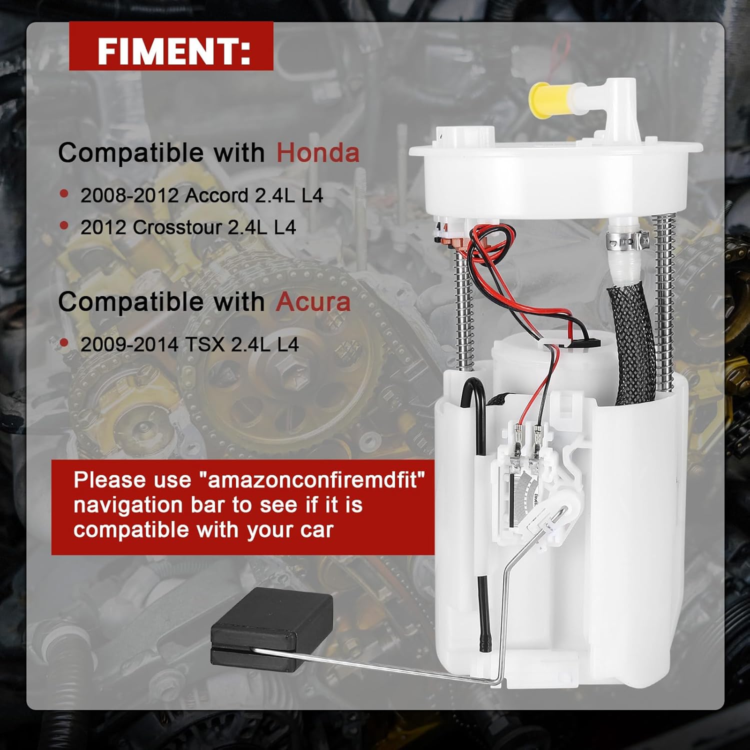 E8922M Electric Fuel Pump Module Assembly Compatible with Honda Accord Crosstour Acura TSX 2008-2014 2.4L L4 Replace#17045TA0A00 17045TA0L00