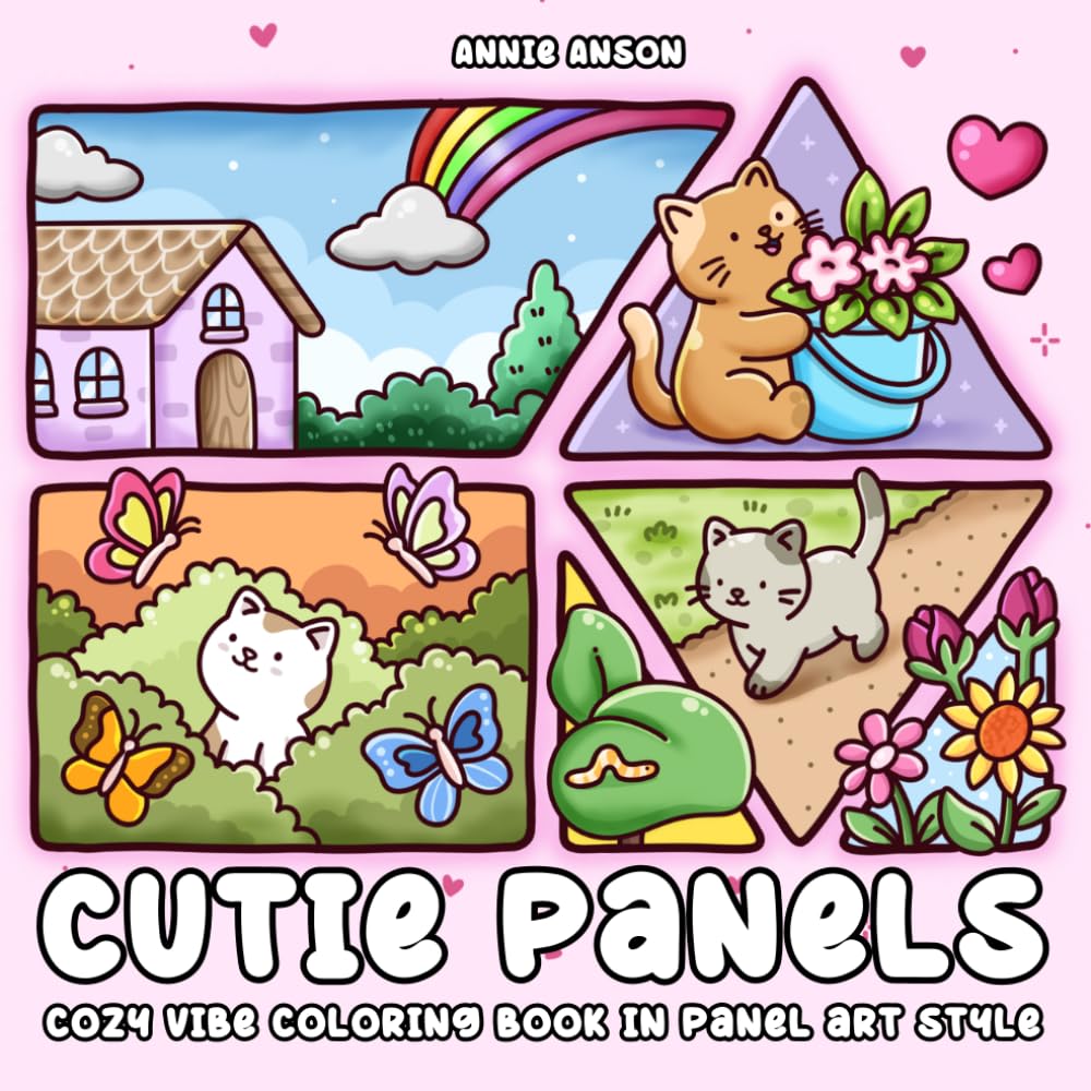 Cutie Panels, Cozy Vibes Coloring Book In Panel Art Style: Simple Adorable Illustrations In Relax Moments For Adults & Teens