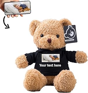 Personalized Teddy Bear with Text+Photo, Valentines Bear Stuffed Animal Plush Toys as Personalized Gifts for Women Men on Valentines' Day Birthday Anniversary Christmas Day（12 inch-Text+Photo