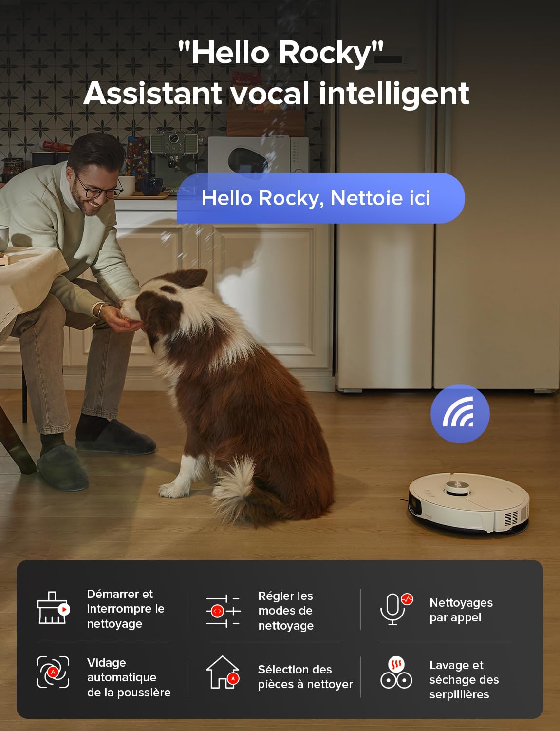 roborock Robot aspirapolvere S8 MaxV Ultra con funzione di pulizia e mocio sollevabile, 10.000 Pa, lavaggio mocio ad acqua calda da 60 °C, tutto in uno