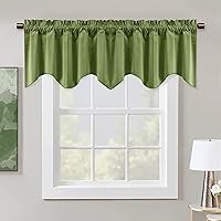 Vista 35 de StangH Cortinas decorativas de lujo, cenefa azul con bloqueo de luz, cenefa festoneada para ventana pequeña con bolsillo sólido para barra, cortina