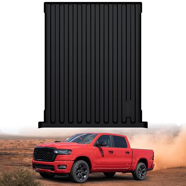 LASFIT 5FT7 Truck Bed Mat for Ram 1500/1500 RHO 2019-2026 & RAM 1500 Classic 2019-2024 Short Bed (5.7 FT / 67.4inches) Not for Rambox, All Weather Custom Fit Truck Cargo Bed Liner, Black