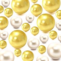 Vista 24 de 120 piezas de perlas flotantes sin agujero para jarrones, perlas negras flotantes para jarrones, rellenos de perlas flotantes, velas artificiales